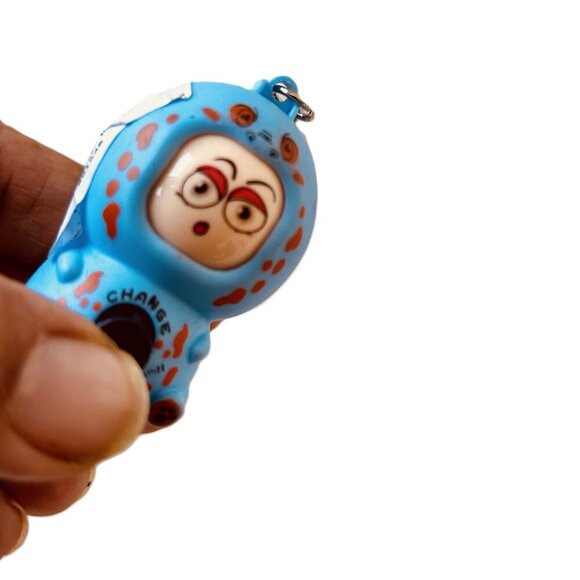 Kids Cartoon Happy & Sad Face Dual mode Unique Novelty Blue Keychain - Picture 4 of 7